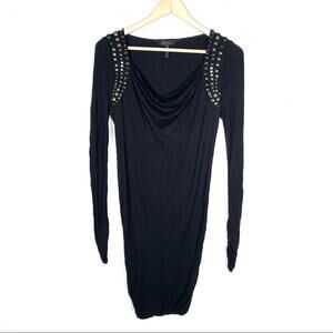 BCBGMAXAZRIA Black long sleeve beaded dress XXS B116